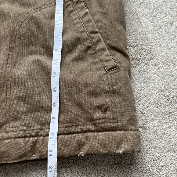 American Eagle Chore Jacket Mens Large Y2K Canvas Sherpa Lined Brown Full Zip - Picture 5 of 8